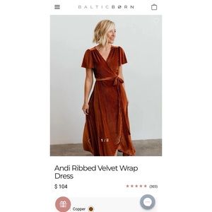 Baltic Born Andi Copper (Rust) wrap dress